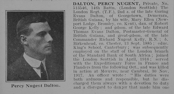 Dalton P N Pte 14th London Regiment Obit Part 1 De Ruvignys Roll Of Honour Vol 3