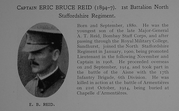 Reid E B Captain 1st North Staffordshire Regiment Obit Dulwich College Roll Of Honour