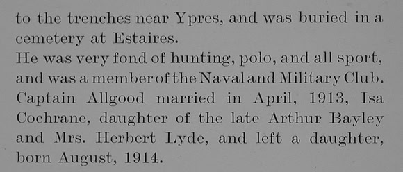 Allgood B Captain Royal Irish Rifles Obit Part 3 The Bond Of Sacrifice Vol 1