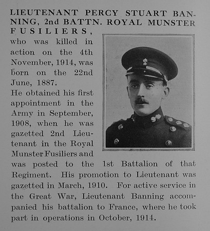 Banning P S Lt 2nd Royal Munster Fusiliers Obit The Bond Of Sacrifice Vol 1