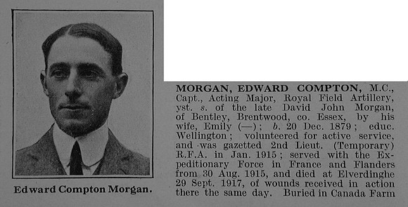 Morgan E C Captain MC Royal Field Artillery Obit Part 1 De Ruvignys Roll Of Honour Vol 5