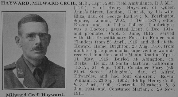 Hayward M C Captain Royal Army Medical Corps Obit De Ruvignys Roll Of Honour Part 3