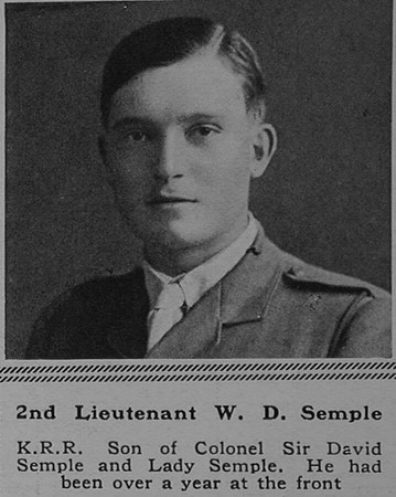 Semple W D 2nd Lt 13th King's Royal Rifle Corps The Sphere 17th Feb 1917