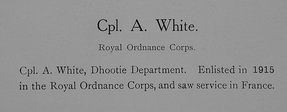 White A Cpl Army Ordnance Corps Record William Graham Co Roll Of Honour