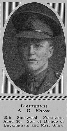 Shaw A G Lt 10th Notts & Derby Regt The Sphere 29th Jan 1916
