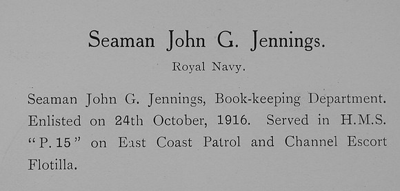 Jennings J G Seaman Royal Navy Record William Graham Co Roll Of Honour