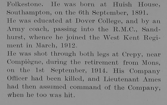 Ames W K Lt 1st Royal West Kent Regt Obit Part 2 The Bond Of Sacrifice Vol 1