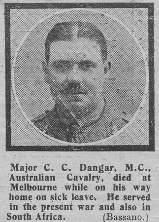 Dangar C C Major MC Australian Army The Graphic 12th July 1918