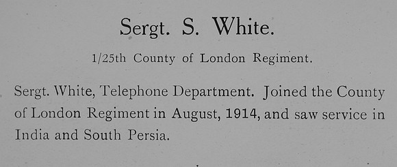 White S Sergt 25th London Regiment Record William Graham Company