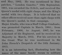 Abadie E H A Major DSO 9th Lancers Obit Part 3 Bond Of Sacrifice Vol 1