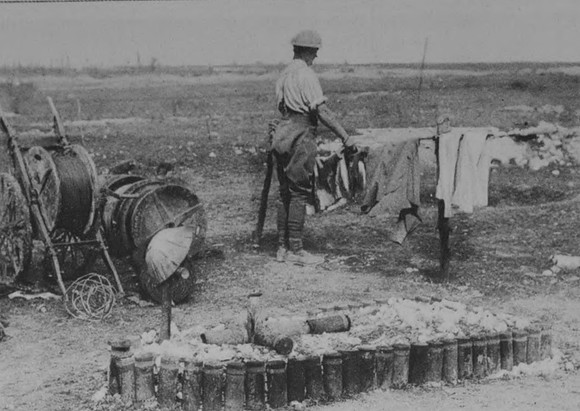 A British Grave Marked With German Shells