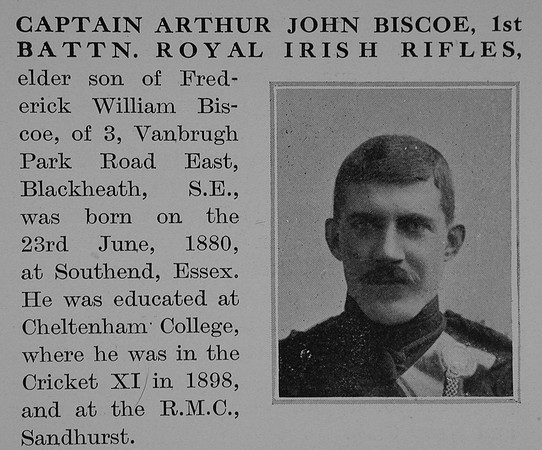 Biscoe A J Captain 1st Royal Irish Rifles Obit Part 1 Bond Of Sacrifice Vol 2