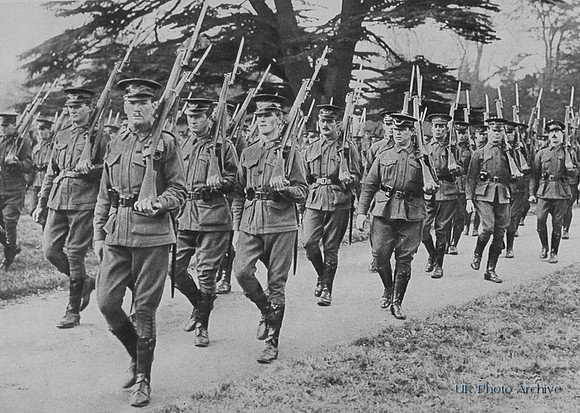 Australian Troops Marching With Fixed Bayonets Shortly After Arriving In England