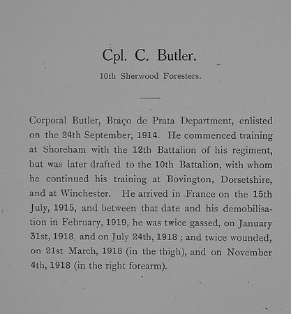 Butler C Cpl 10th Notts Derby Regiment Short Record Of Service William Graham And Company Record Of Service Great War