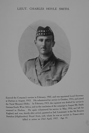 Smith C H Lt 9th Royal Scots Northern Assurance Co War Record