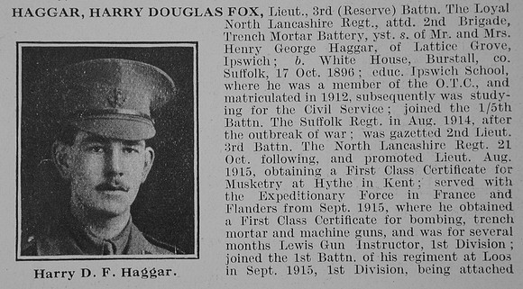 Haggar H D F Lt 3rd Loyal North Lancs Regt Obit Part 1 De Ruvignys Roll Of Honour Vol 3