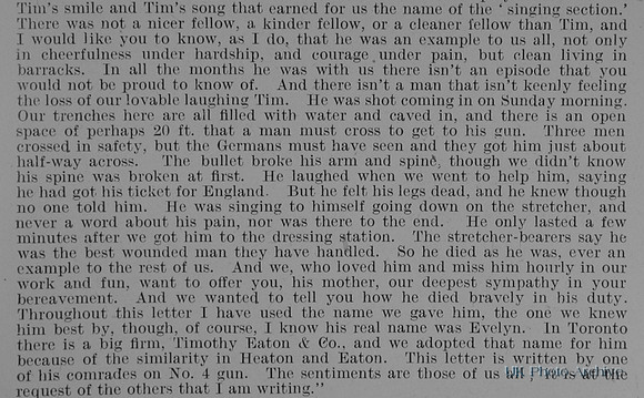 Heaton E Pte 58005 20th Canadian Expeditionary Force Obit Part 2