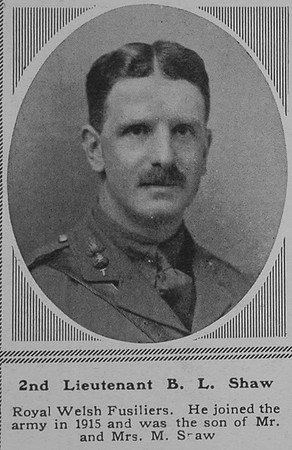 Shaw B L 2nd Lt 4th R Welsh Fusiliers The Sphere 16th June 1917