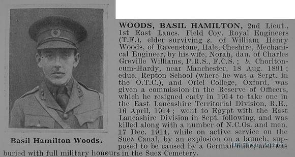 Woods B H 2nd Lt Royal Engineers Obit De Ruvignys Roll Of Honour Vol 1