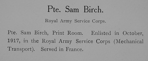 Birch S Pte Army Service Corps Record William Graham Company