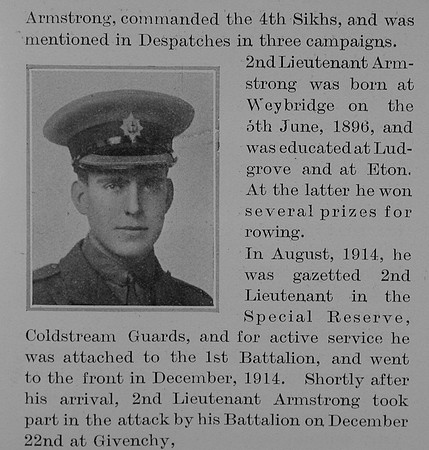 Armstrong G C 2nd Lt 1st Coldstream Guards Obit Part 2 The Bond Of Sacrifice Vol 2