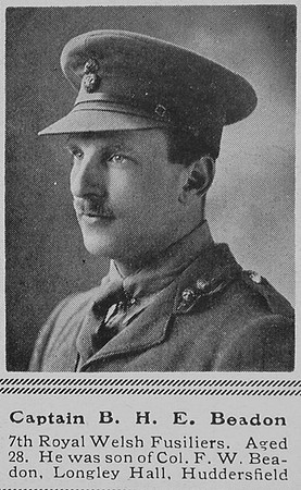 Beadon B H E Captain 7th R Welsh Fusiliers The Sphere 25th Sep 1915