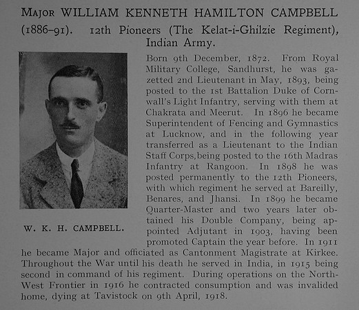 Campbell W K H Major Indian Army Obit Dulwich College Roll Of Honour