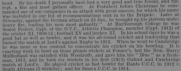 Woodroffe K H C Lt 6th Rifle Brigade Obit Part 2 De Ruvignys Roll Of Honour Vol 1