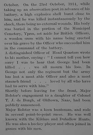 Bolster G E Major Royal Field Artillery Obit Part 3 The Bond Of Sacrifice Vol 1