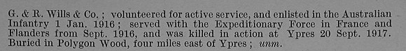 Matheson D Pte 4309 28th Australian Infantry, A.I.F. Obit Part 2 De Ruvignys Roll Of Honour Vol 4