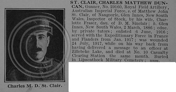 St Clair C M D Gnr 29160 Royal Field Artillery Obit De Ruvignys Roll Of Honour Vol 4
