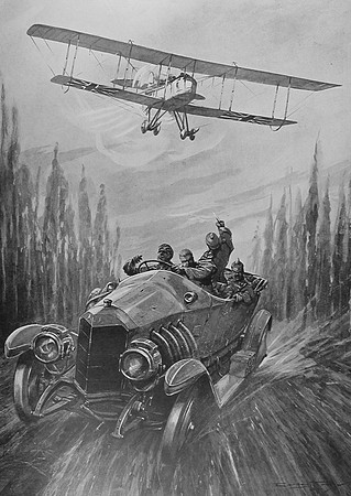 A British Aeroplane Attacking A German Dispatch Car