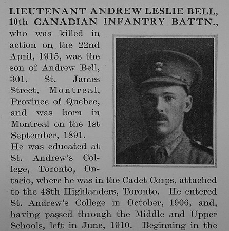 Bell A L Lt 10th Canadian Infantry Obit Part 1 The Bond Of Sacrifice Vol 2
