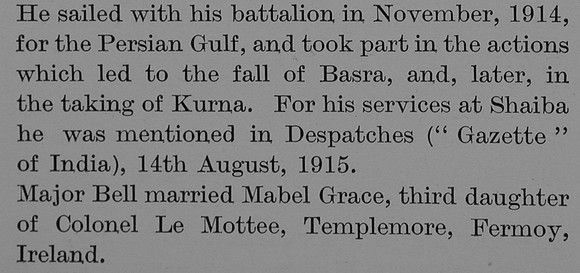 Bell F de B Major 2nd Norfolk Regiment Obit Part 4 The Bond Of Sacriice Vol 2
