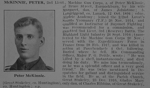 McKinnie P 2nd Lt Machine Gun Corps Obit De Ruvignys Roll Of Honour Vol 3