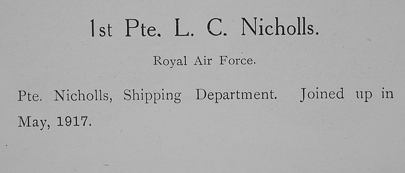 Nicholls L C Pte Royal Air Force Record William Graham Company