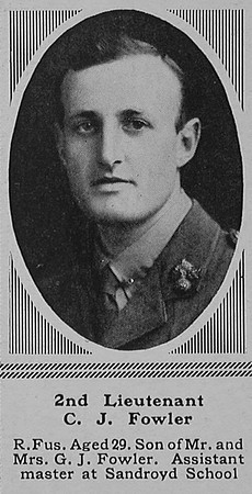 Fowler C J 2nd Lt 22nd Royal Fusiliers The Sphere 19th Aug 1916