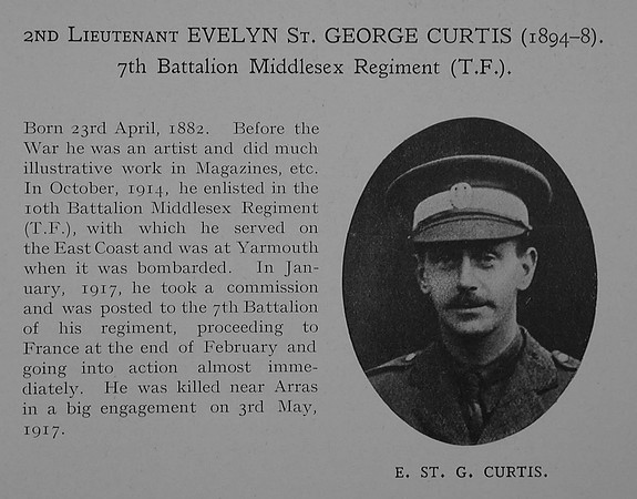 Curtis E St G 2nd Lt 7th Middlesex Regiment Obit Dulwich College Roll Of Honour