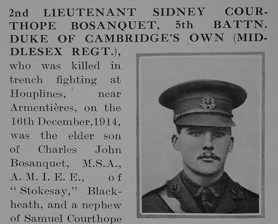 Bosanquet S C 2nd Lt 5th Middlesex Regiment Obit Part 1 The Bond Of Sacrifice Vol 1