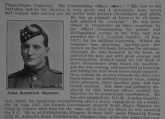 Skinner J K Sergt Major VC DCM 1st Kings Own Scottish Borderers Obit Part 2 De Ruvignys Roll Of Honour Vol 3