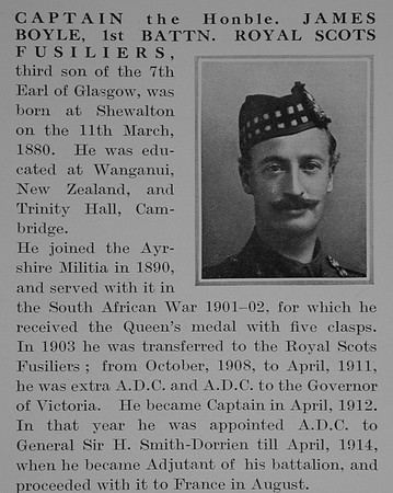Boyle J Captain The Hon 1st Royal Scots Fuiliers Obit Part 1 The Bond Of Sacrifce Vol 1