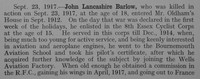 Barlow J L 2nd Lt Royal Flying Corps Obit Part 1 Shrewsbury School Roll Of Service