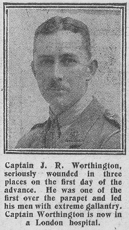 Worthington J R Captain Manchester Regiment The Graphic 8th Aug 1916