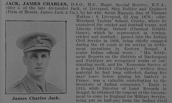 Jack J C Major DSO MC Royal Field Artillery Obit De Ruvignys Roll Of Honour Vol 5
