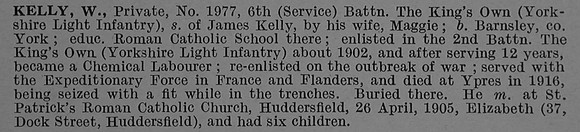 Kelly W Pte 1977 6th Kings Own Yorkshire Light Infantry Obit De Ruvignys Roll Of Honour Vol 4