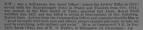 Michelson A C 2nd Lt Royal Field Artillery Obt Part 2 De Ruvignys Roll Of Honour Vol 4