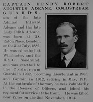 Adeane H R Captain Coldstream Guards Obit Part 1 The Bond Of Sacrifice Vol 1