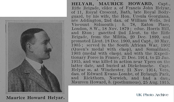 Helyar M H Captain Rifle Brigade Obit