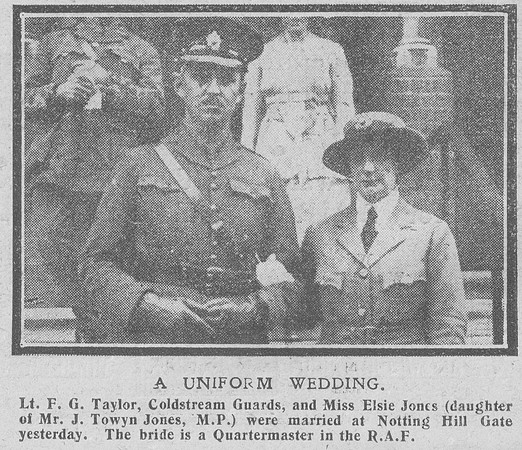 Taylor F G Lt Coldstream Guards Jones Elsie Miss WRAF The Graphic 30th Oct 1918