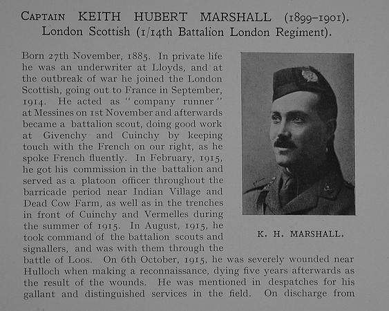 Marshall K H Captain 14th London Regiment Obit Part 1 Dulwich College Roll Of Honour